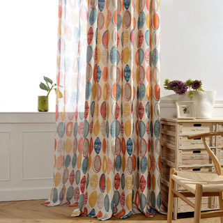 Infinity Red Modern Geometric Patterned Curtain Drapes 5