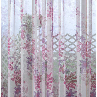 Sheer Curtain Tropical Leaves Purple Pink Voile Curtain 1