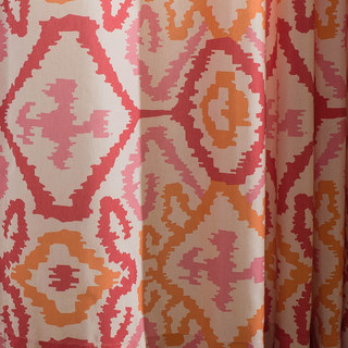 Spark Navajo Geometric Red & Orange Patterned Curtain 6
