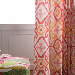 Spark Navajo Geometric Red & Orange Patterned Curtain 5