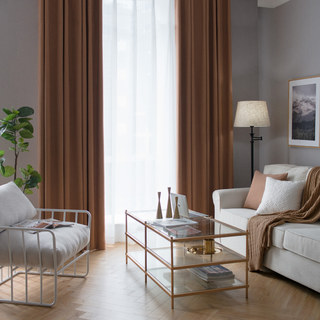 Zigzag Twill Brown Blackout Curtain Drapes 2