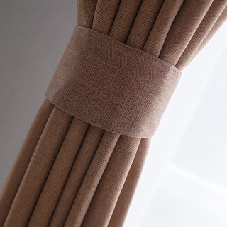 Zigzag Twill Brown Blackout Curtain Drapes 3