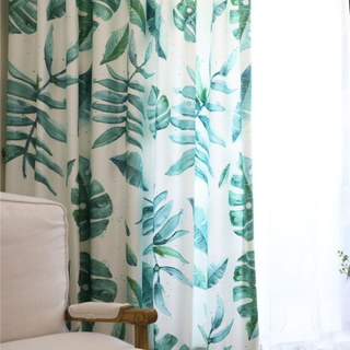 Tropical Jungle Palm Tree Green Leaf Curtain 3