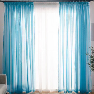 Smarties Aqua Blue Soft Sheer Voile Curtain Voila Voile