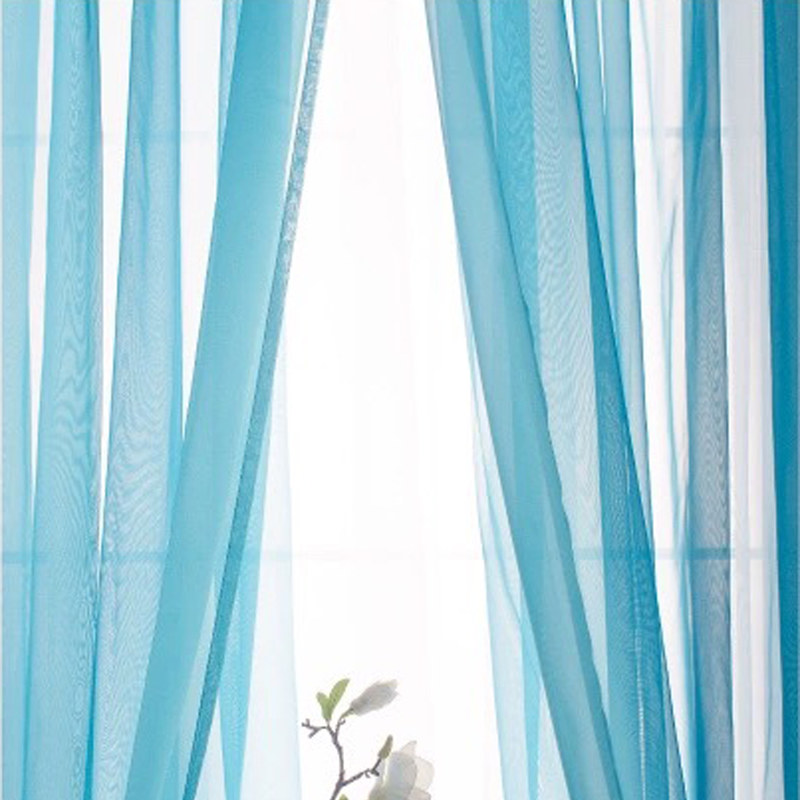 Smarties Aqua Blue Soft Sheer Voile Curtain Voila Voile