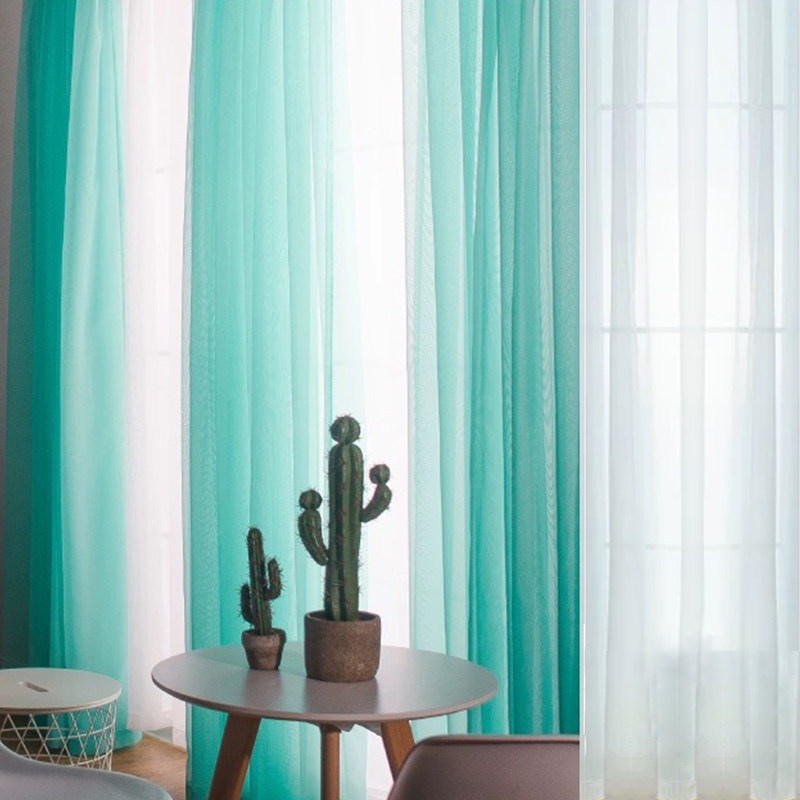 Smarties Turquoise Green Soft Sheer, Grey And Turquoise Curtains