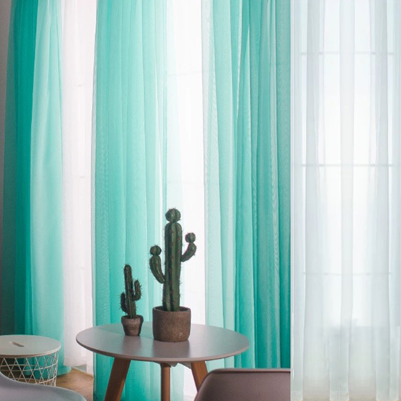Smarties Turquoise Green Soft Sheer Voile Curtain Voila Smarties Turquoise Green Soft Sheer, Grey And Turquoise Curtains