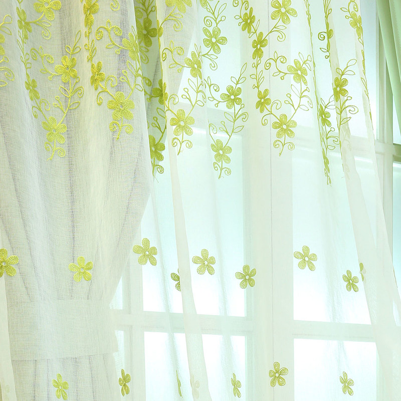 Touch Of Grace Embroidered Lime Green Flower Sheer Curtain Voila Voile®
