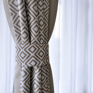 Brown Diamond Modern Geometric Curtain Drapes