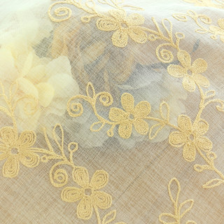 Touch Of Grace Embroidered Beige Flower Sheer Curtain 4