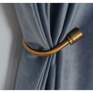 Fine Cadet Blue Velvet Curtain Drapes 4