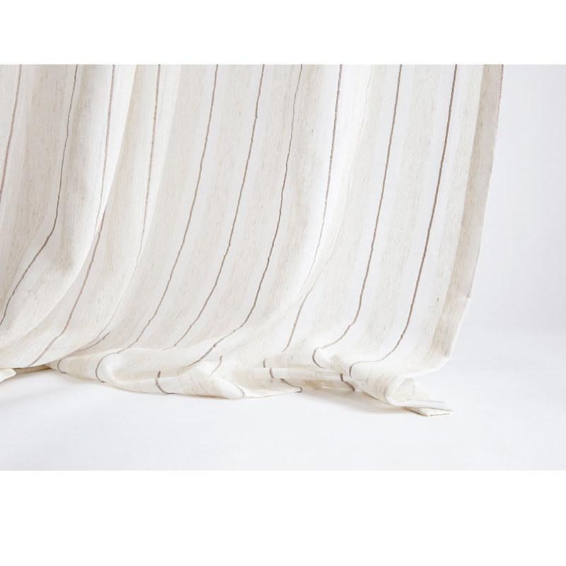 Sheer Curtain French Vintage Textured Striped Linen Voile Curtain