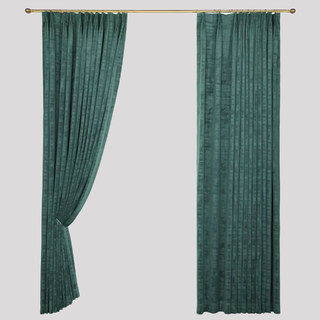 Premium Green Textured Velvet Curtain Drapes 10