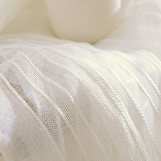 Calming Classic Striped White Linen Style Sheer Net Curtain 5