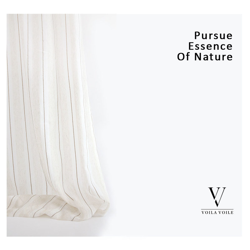 Sheer Curtain French Vintage Textured Striped Linen Voile Curtain
