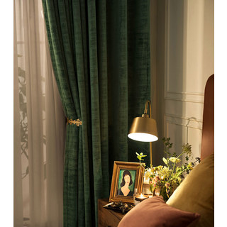 Premium Green Textured Velvet Curtain Drapes 8