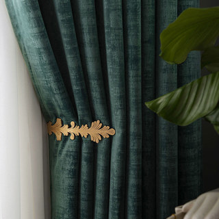 Premium Green Textured Velvet Curtain Drapes 3