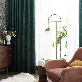 Premium Green Textured Velvet Curtain Drapes 6