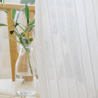Scandinavian Striped White Cotton Sheer Curtain 3
