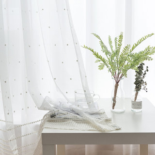 Dotted Dot Embroidered Ivory White Sheer Curtain 1