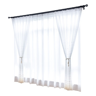 Embroidered Gold Dotted Dot Sheer Curtain 4