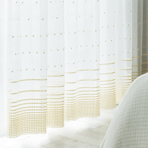 Embroidered Gold Dotted Dot Sheer Curtain 1