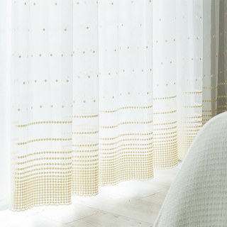 Embroidered Gold Dotted Dot Sheer Curtain