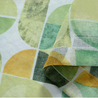 Vigor Multi Color Mid Century Modern Green Geometric Linen Sheer Curtains 2