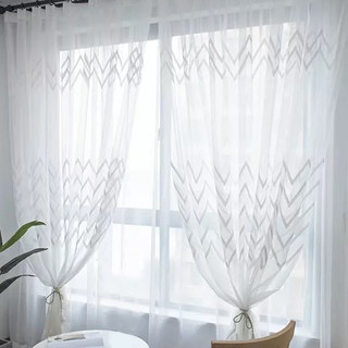 Wave Some Magic Ivory White Geometric Sheer Curtain