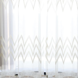 Wave Some Magic Ivory White Geometric Sheer Curtain 5