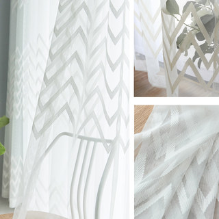 Wave Some Magic Ivory White Geometric Sheer Curtain 7