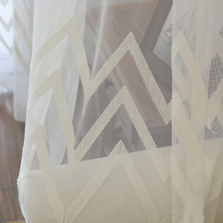 Wave Some Magic Ivory White Geometric Sheer Curtain 8