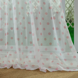 Classic Pink Polka Dot Sheer Curtain