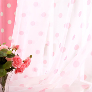 Classic Pink Polka Dot Sheer Curtain