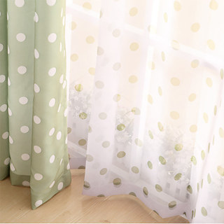 Classic Polka Dot Olive Green Sheer Curtain 2