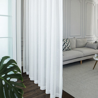 Glass Pearl Beaded White Shimmering Sheer Curtain 2