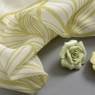 Lush Palm Tree Paradise Textured Green Sheer Curtain 3