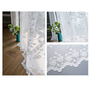 Sweet Smell White Roses Premium Lace Sheer Net Curtain 6