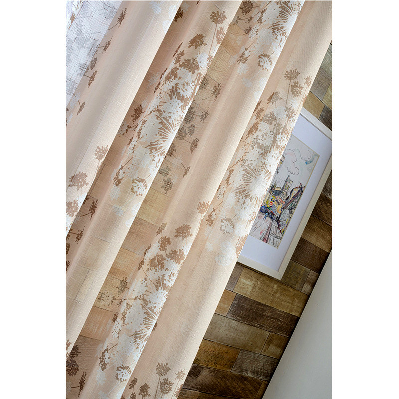Blossom Latte Semi Sheer Brown Cream And Beige Dandelion Pattern