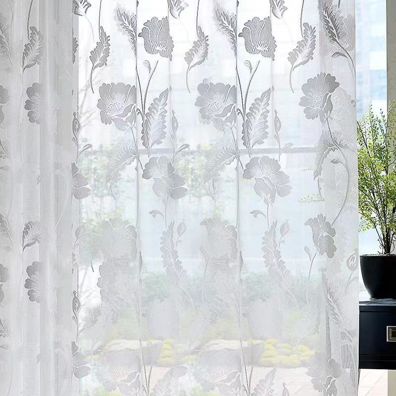 Net Curtain Eden Flower Jacquard White Voile Curtains Voila Voile®