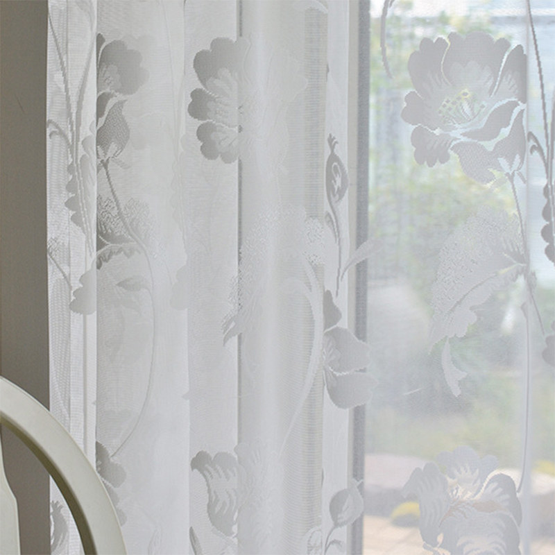 Net Curtain Eden Flower Jacquard White Voile Curtains Voila Voile