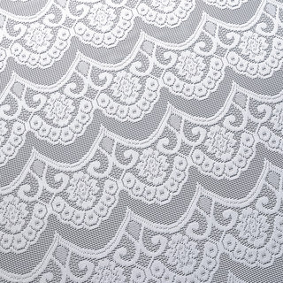 Chelsea Scalloped Design Ivory White Jacquard Lace Net Sheer Curtain 5