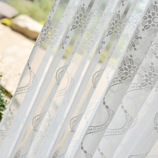 Net Curtain River Dance Flower Design White Voile Curtain 5
