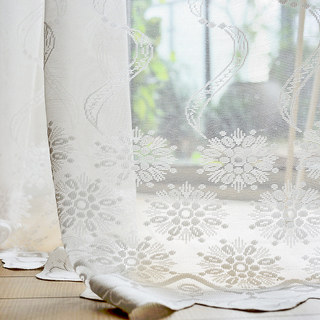 Net Curtain River Dance Flower Design White Voile Curtain 4