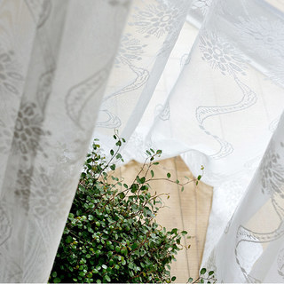 Net Curtain River Dance Flower Design White Voile Curtain 6