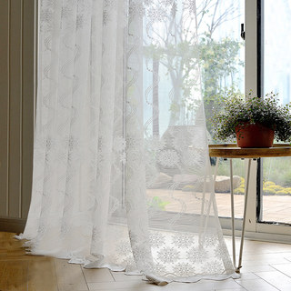 Net Curtain River Dance Flower Design White Voile Curtain 2