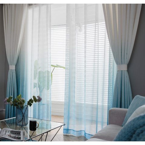 blue sheer voile curtains