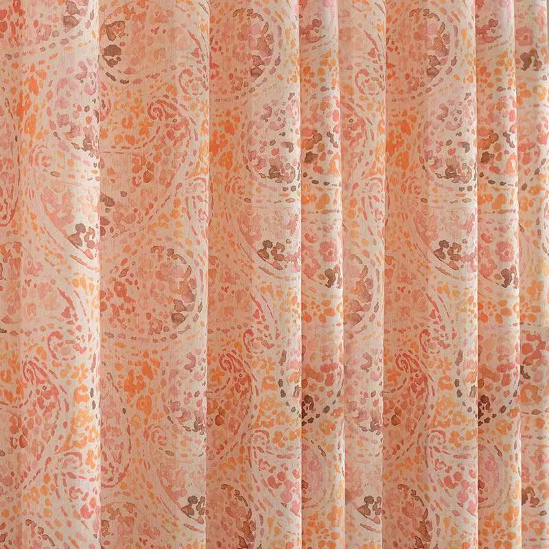 Orange Starburst Paisley Patterned, Orange Patterned Curtains