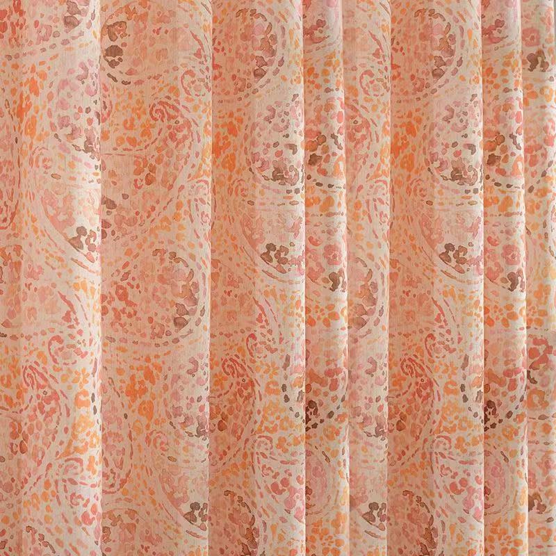 Orange Starburst Paisley Patterned Sheer Voile Curtain Voila Orange Starburst Paisley Patterned, Orange Patterned Curtains