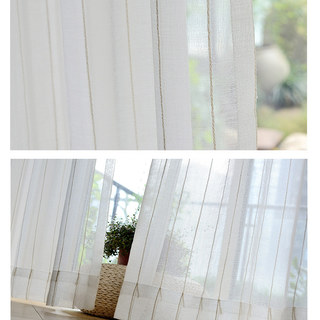 Diana Single Strand Vertical Gold Stitched Lines Sheer Curtain 6